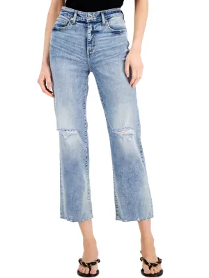 Jeans déchirés lavés pour femme, bleu clair