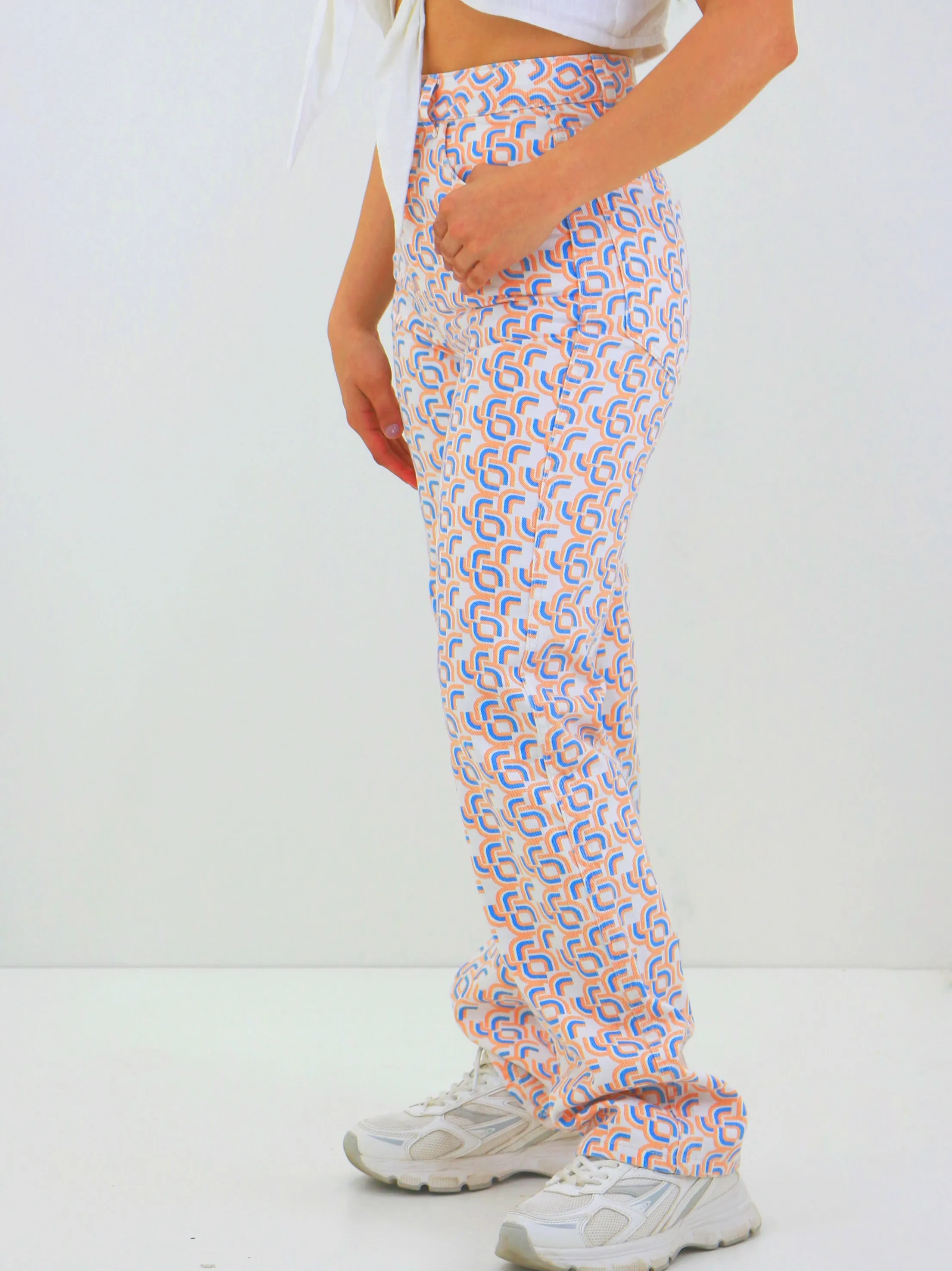Jeans Femme Coupe Droite à Imprimé Graphique, Multi