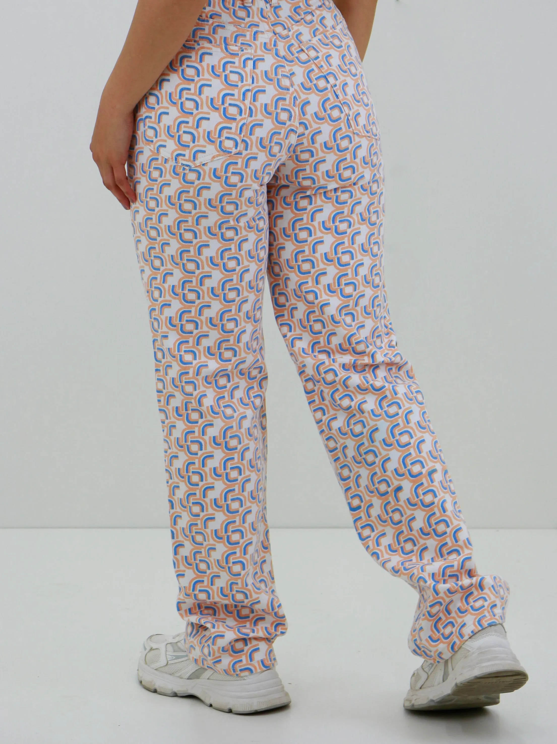 Jeans Femme Coupe Droite à Imprimé Graphique, Multi