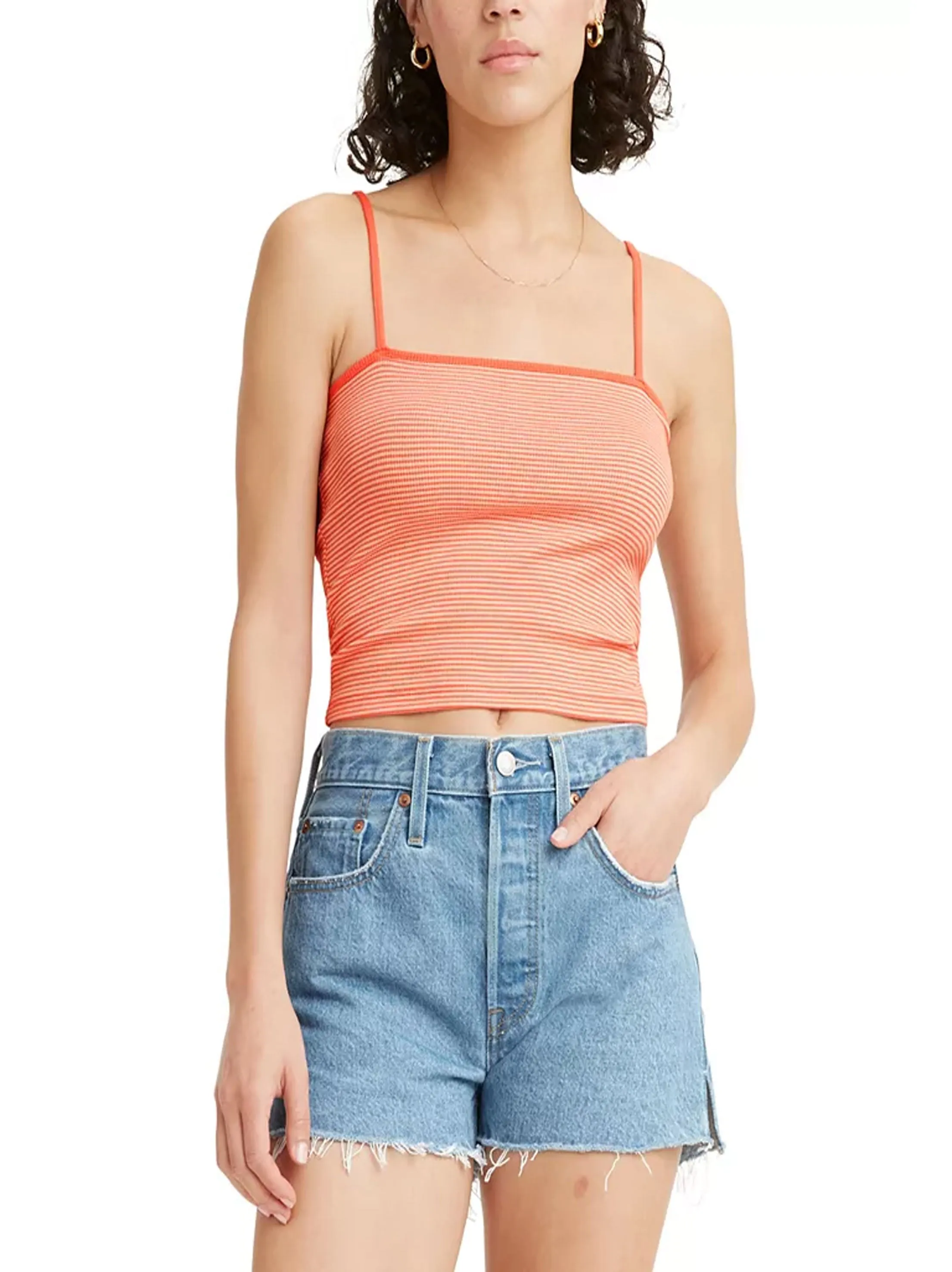 Haut court rayé pour femme, Pêche