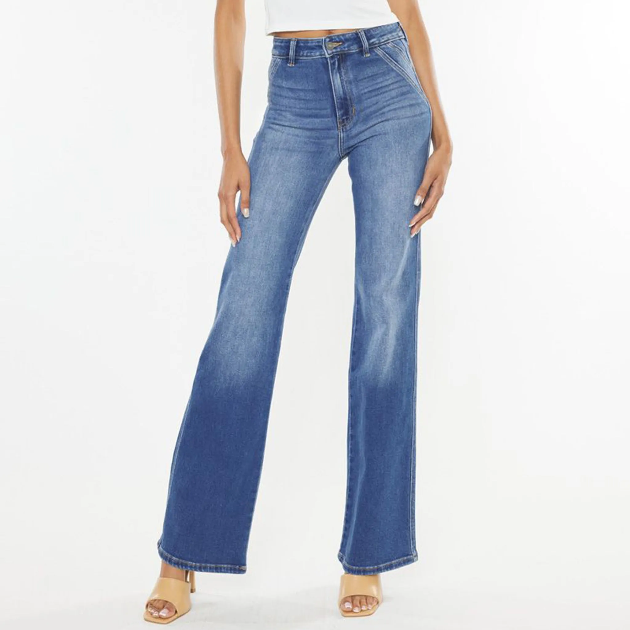 Jeans Ultra-Haut à Pattes Évasées Holly pour Femme