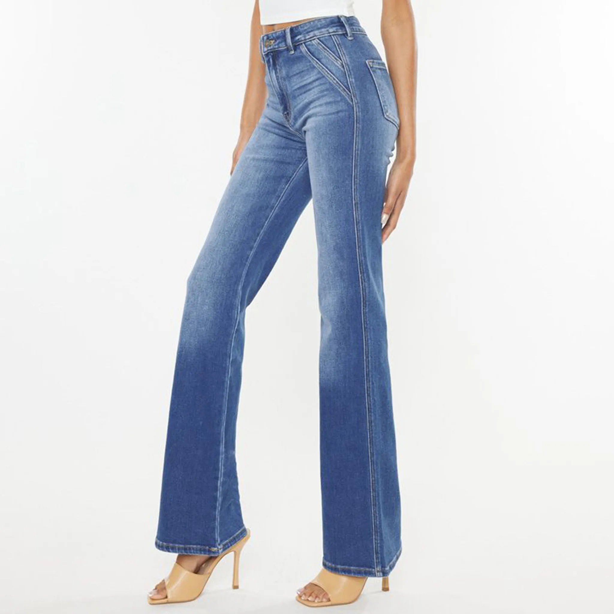 Jeans Ultra-Haut à Pattes Évasées Holly pour Femme