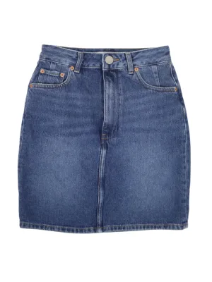 Jupe en denim lavé pour femme, Bleu