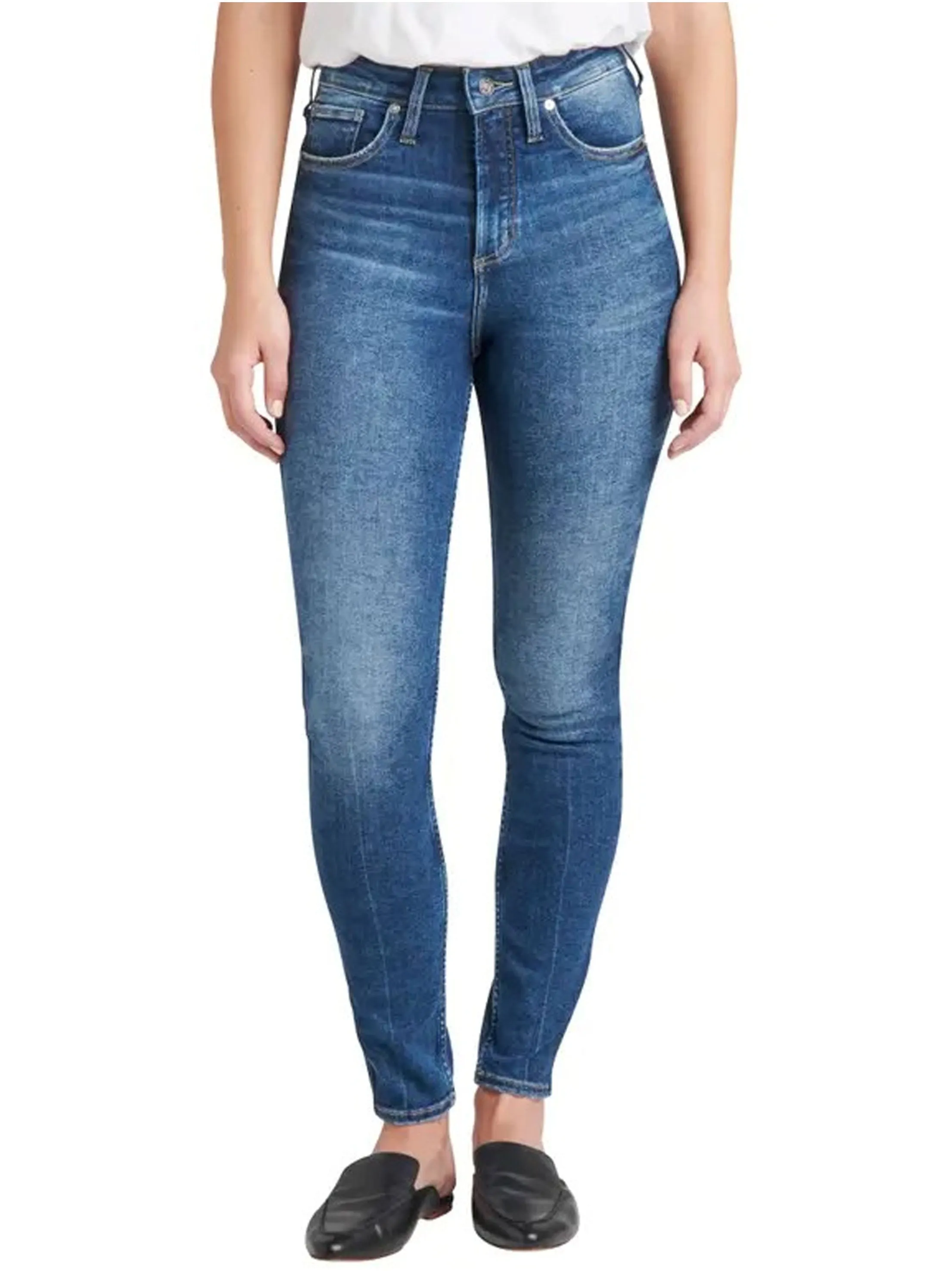 Jeans délavés pour femme, Bleu