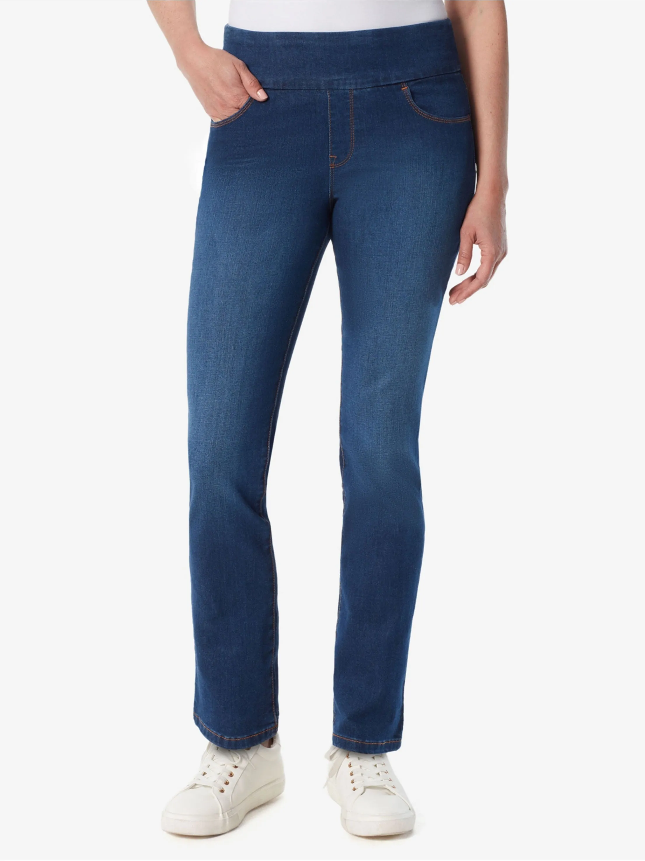 Jeans pour femmes lavés à effet usé, bleu