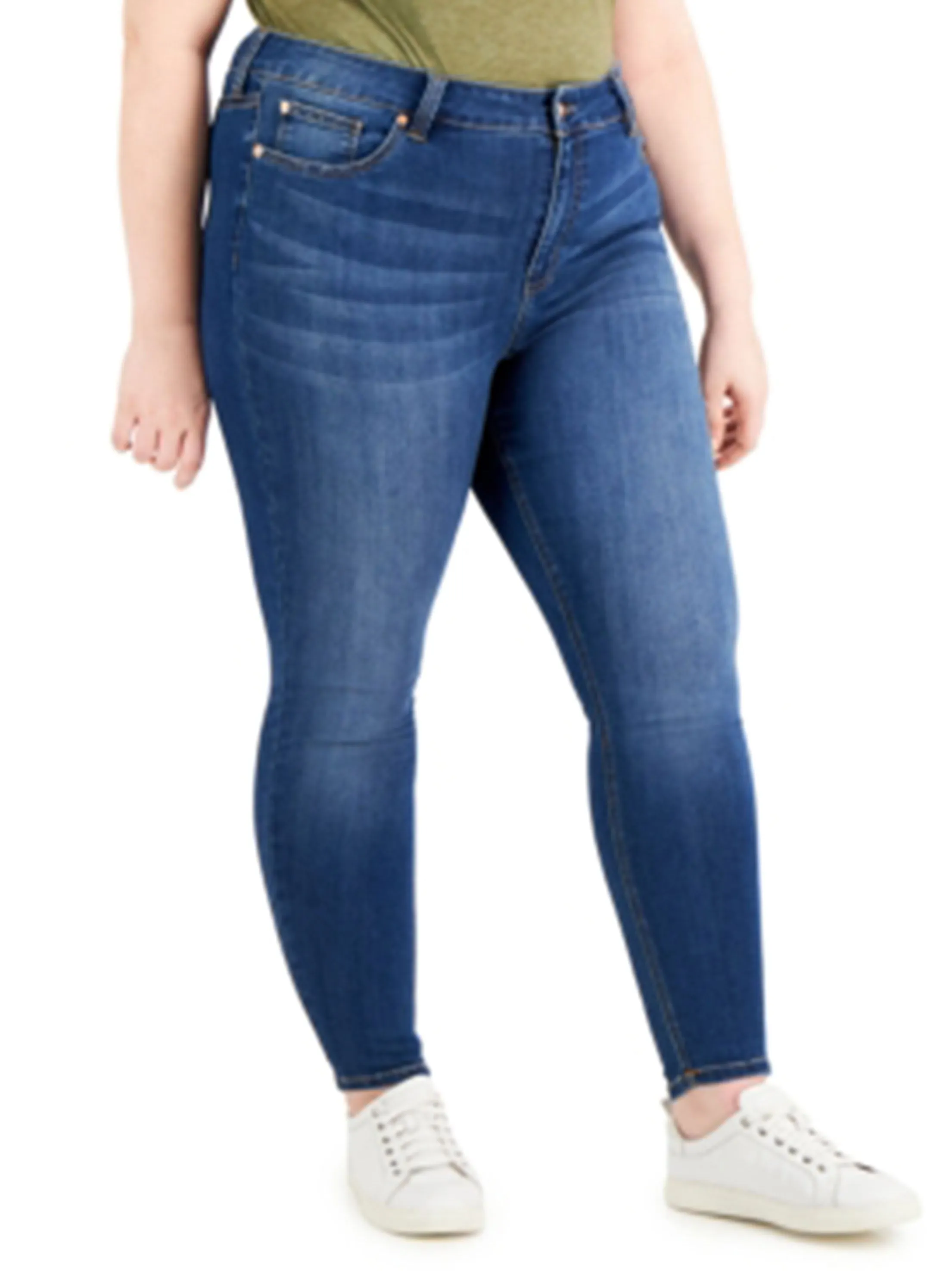 Jeans Skinny Lavés pour Femme, Bleu