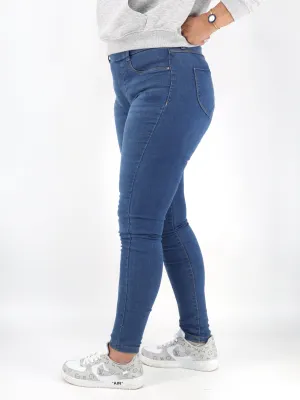 Jeggings Skinny Lavés pour Femme, Bleu