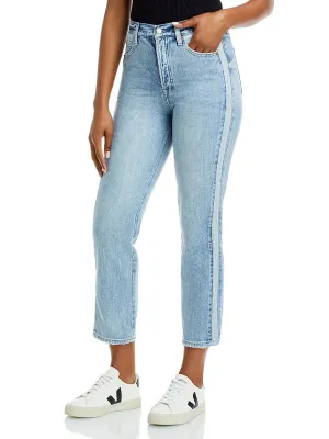 Jeans droit lavé pour femme, Bleu clair