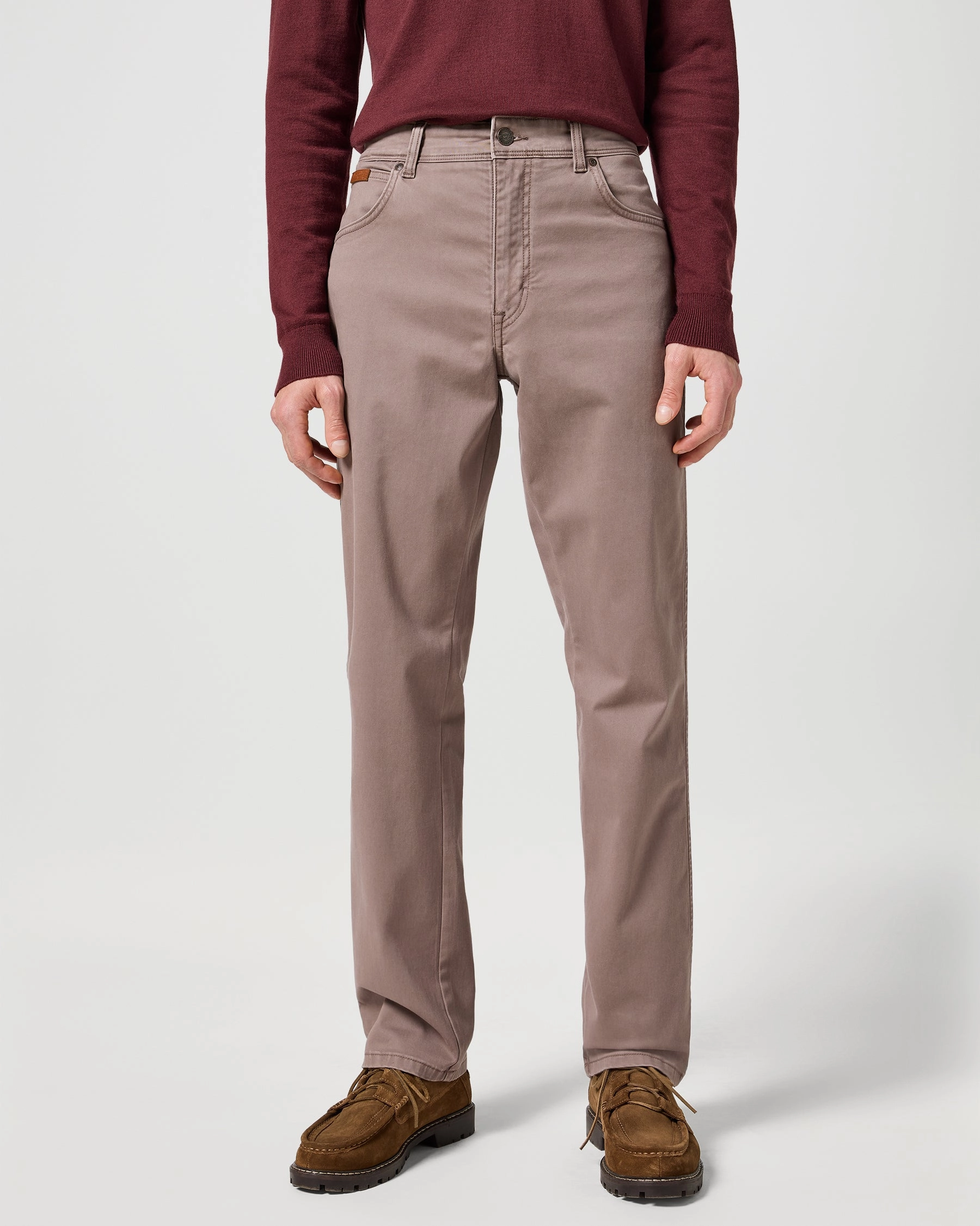 Wrangler Texas Stretch Authentic Straight Mens Cotton Satin Trousers - Iron