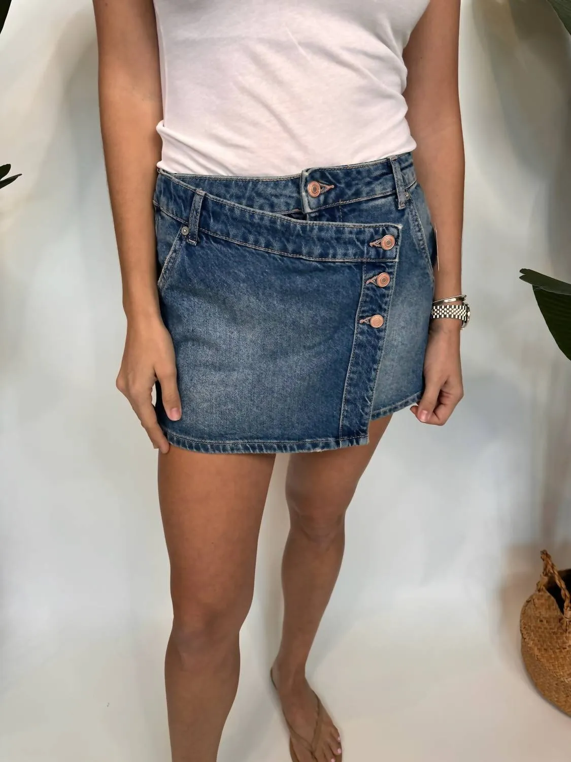 Jupe en denim Wynne en bleu barbeau