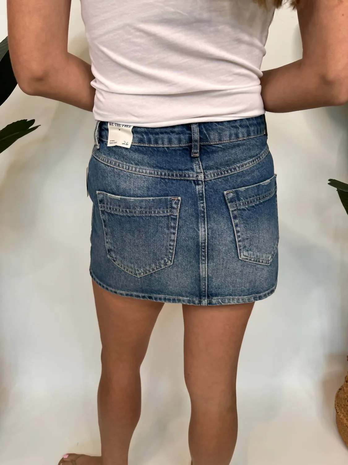 Jupe en denim Wynne en bleu barbeau