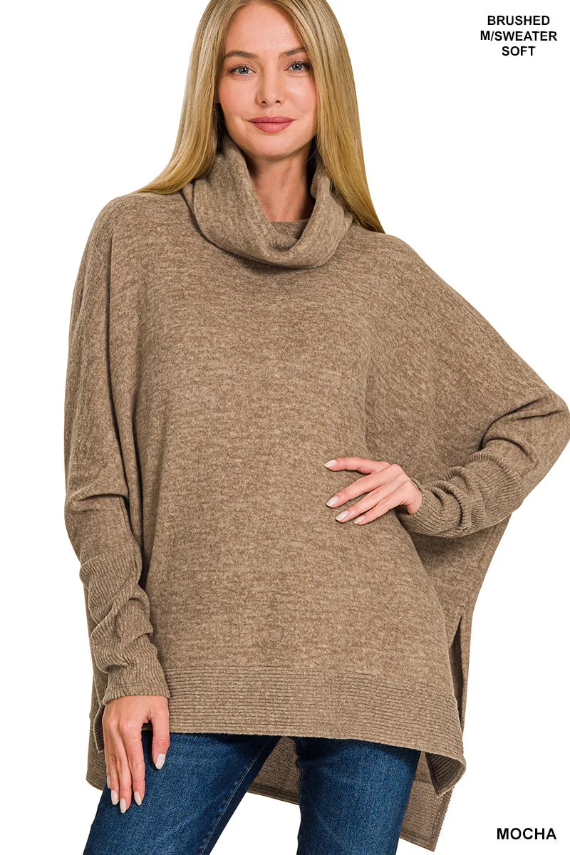Zenana Pull-Over Oversize à Col Roulé en Mélange Brossé HT-25011C5
