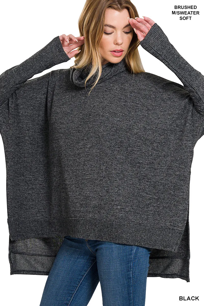 Zenana Pull-Over Oversize à Col Roulé en Mélange Brossé HT-25011C5