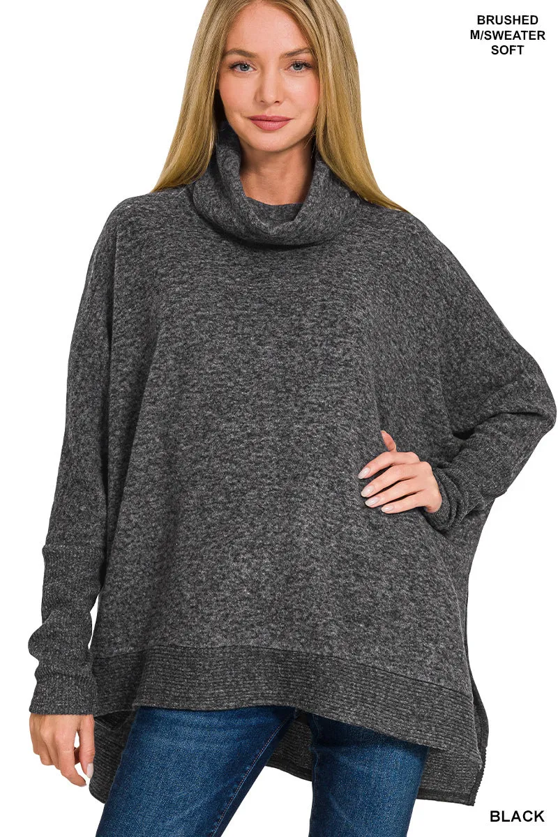 Zenana Pull-Over Oversize à Col Roulé en Mélange Brossé HT-25011C5
