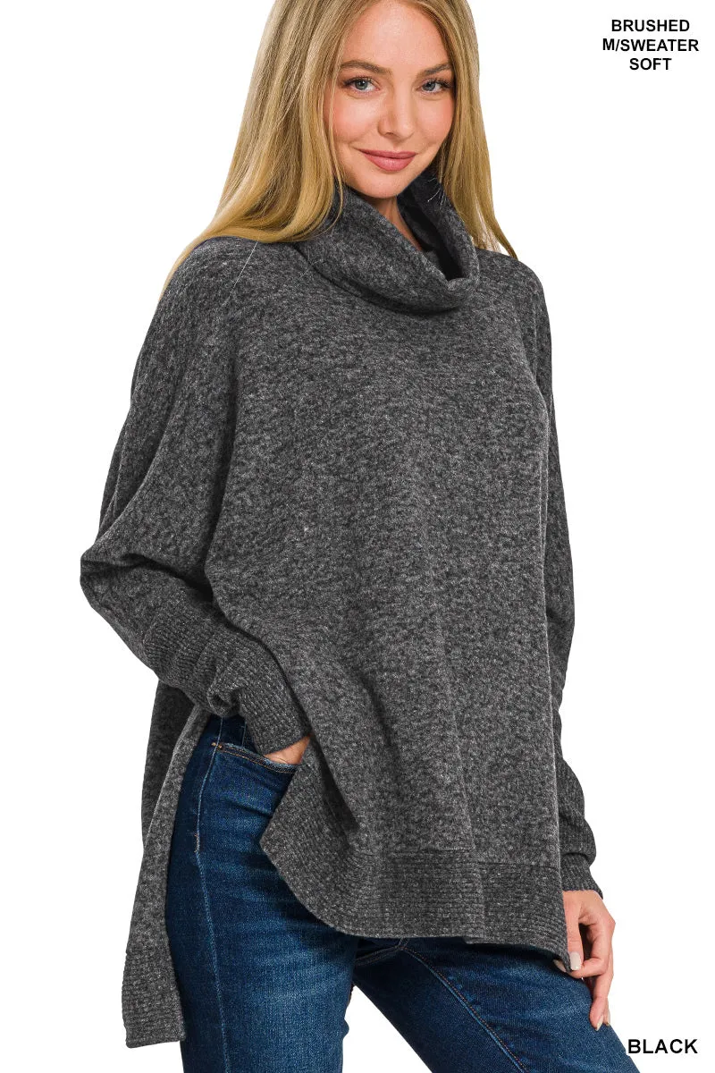 Zenana Pull-Over Oversize à Col Roulé en Mélange Brossé HT-25011C5