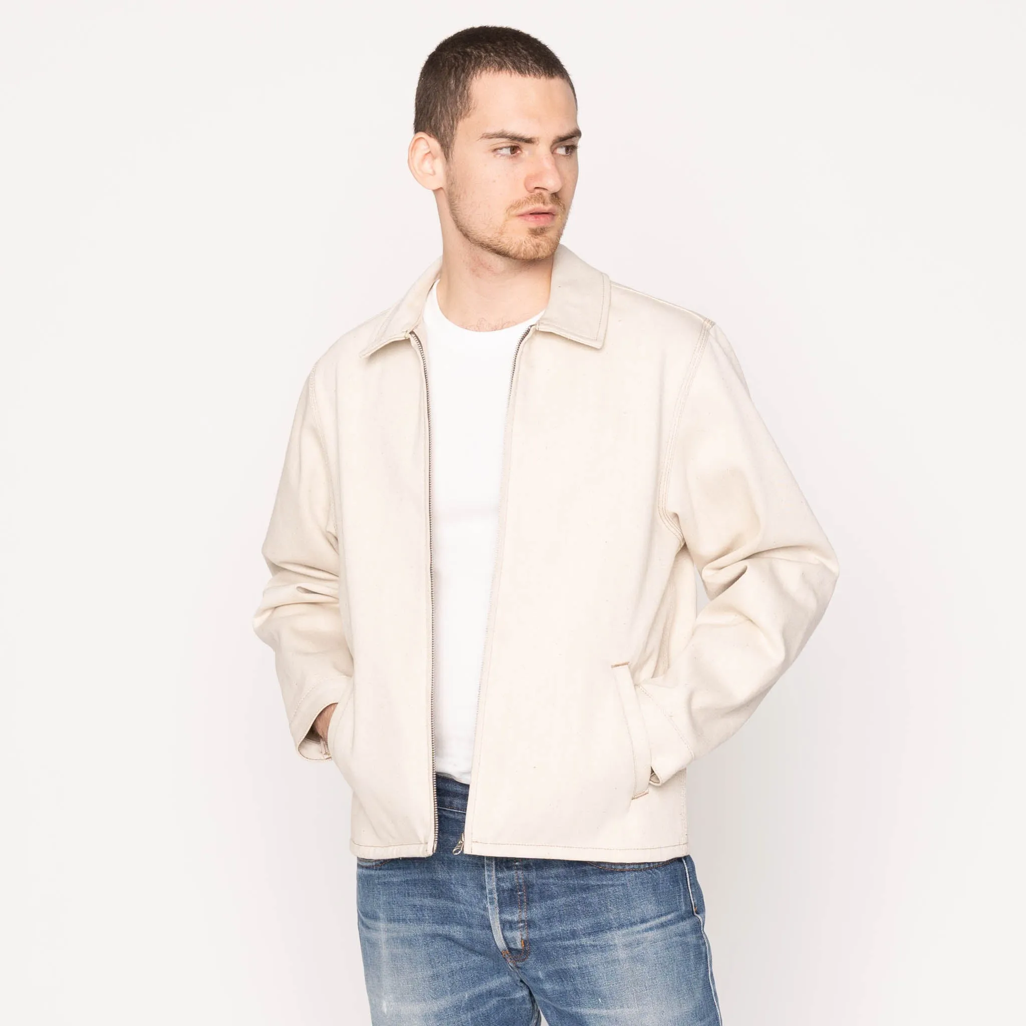 Veste à fermeture éclair - Fibre de renard écru Foxfibre® entièrement naturelle et lisière