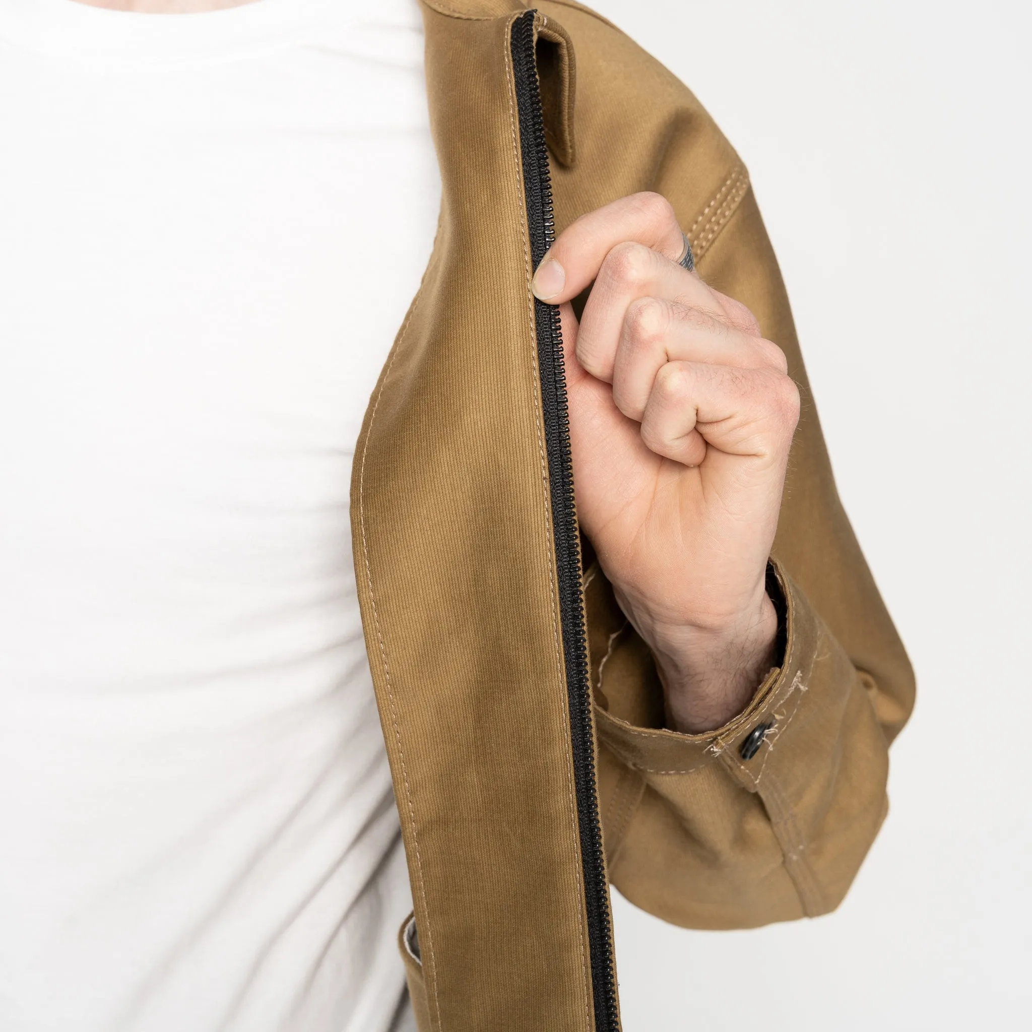 Veste à fermeture éclair - Tissu Jungle brossé - Beige
