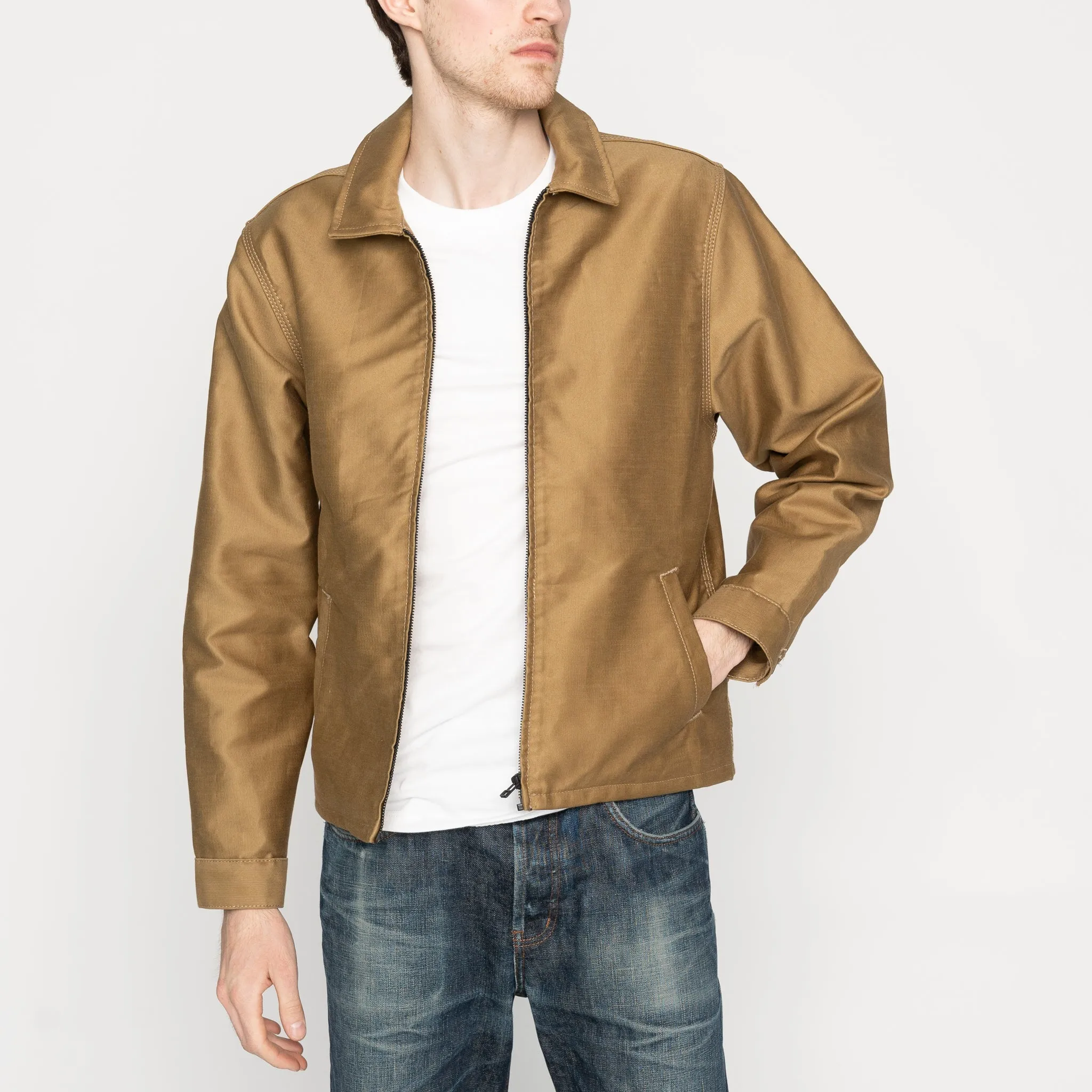 Veste à fermeture éclair - Tissu Jungle brossé - Beige