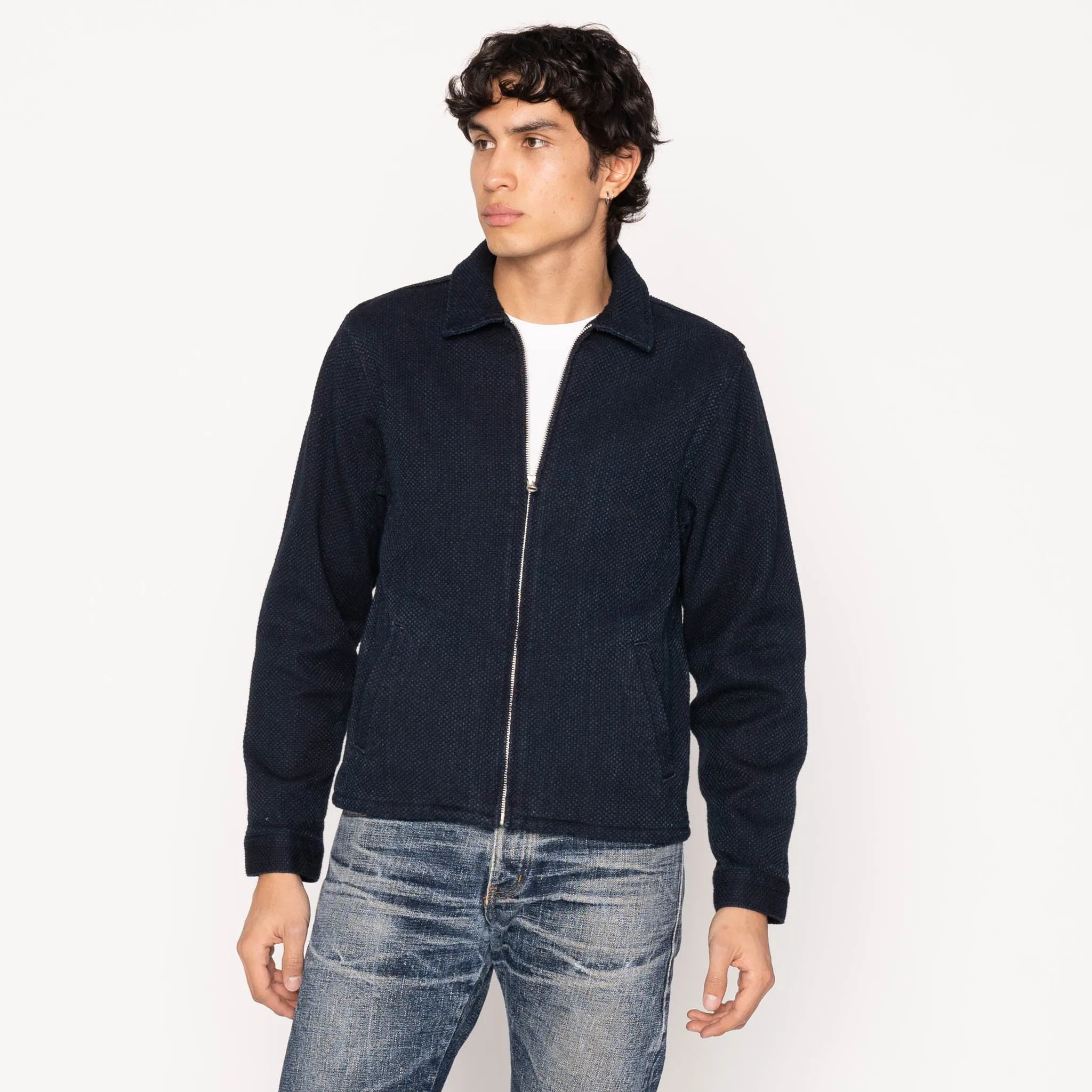 Veste à zip - Sashiko indigo