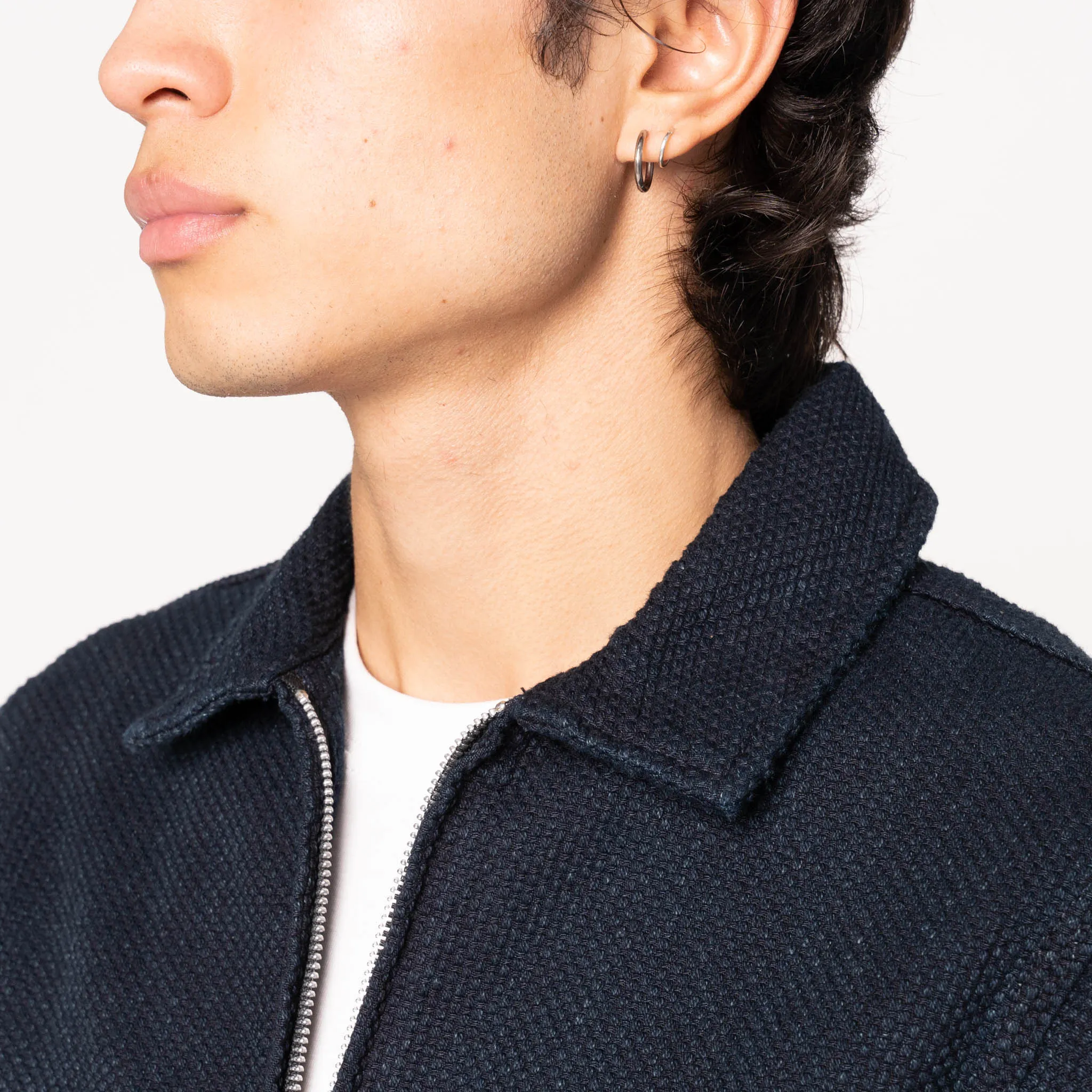 Veste à zip - Sashiko indigo