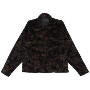 Veste à fermeture éclair - Velours côtelé Paisley - Noir
