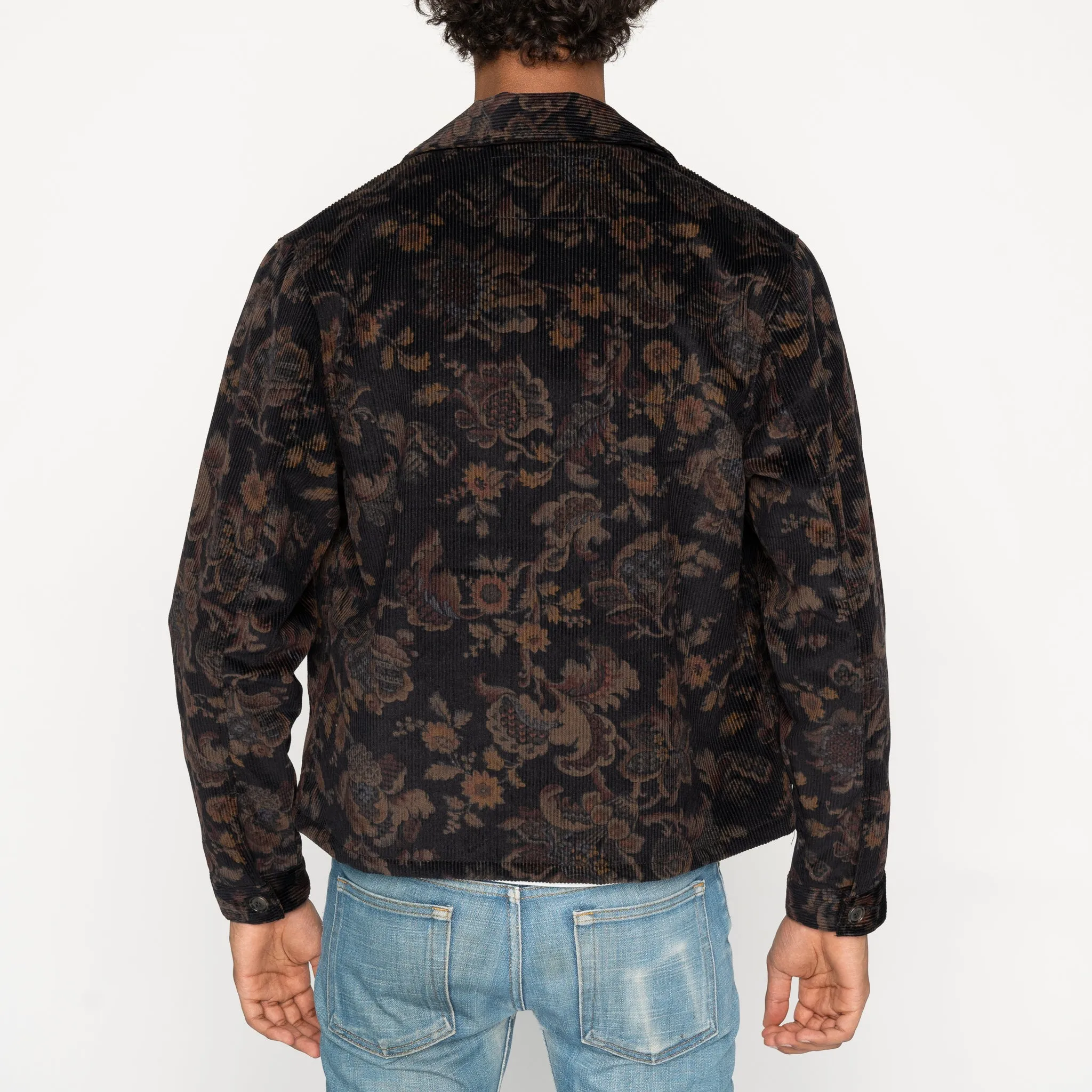 Veste à fermeture éclair - Velours côtelé Paisley - Noir
