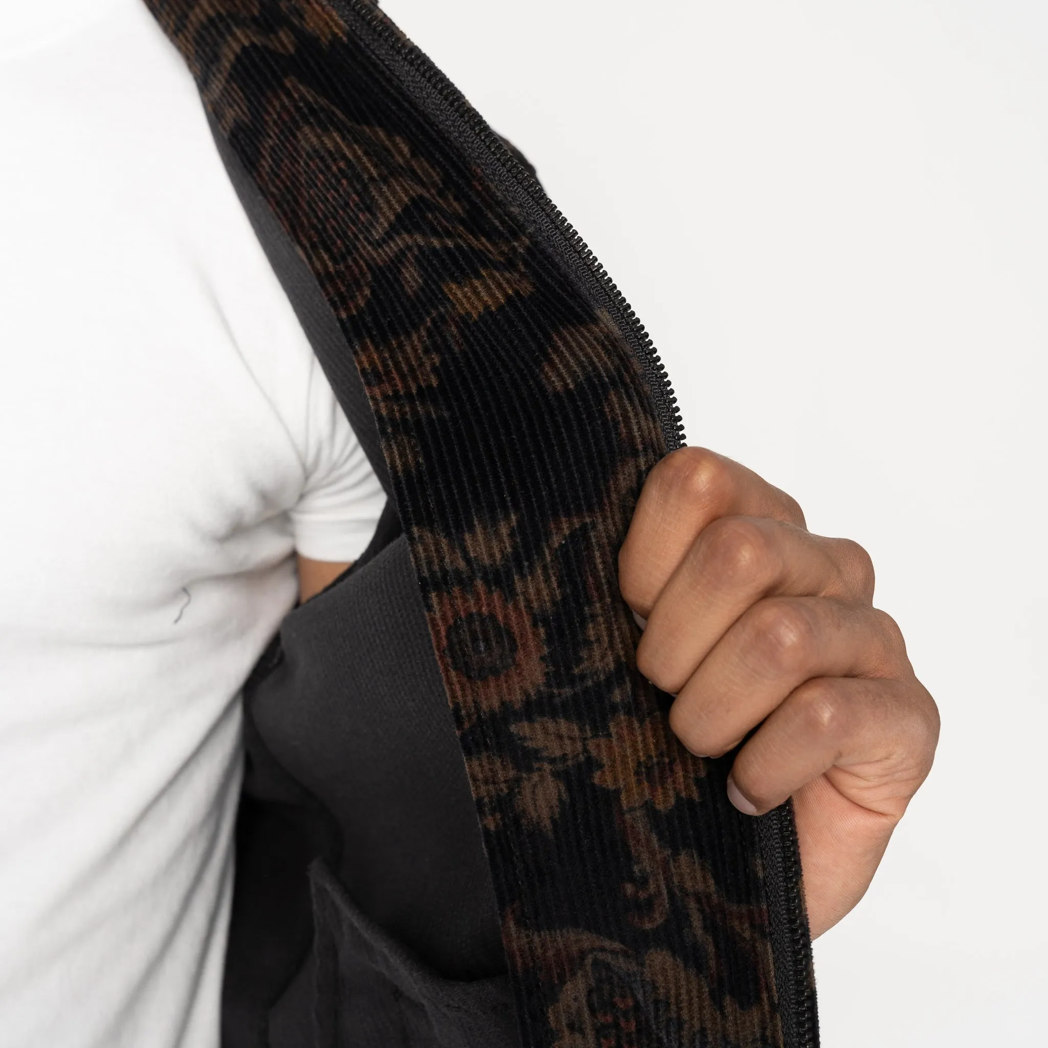 Veste à fermeture éclair - Velours côtelé Paisley - Noir