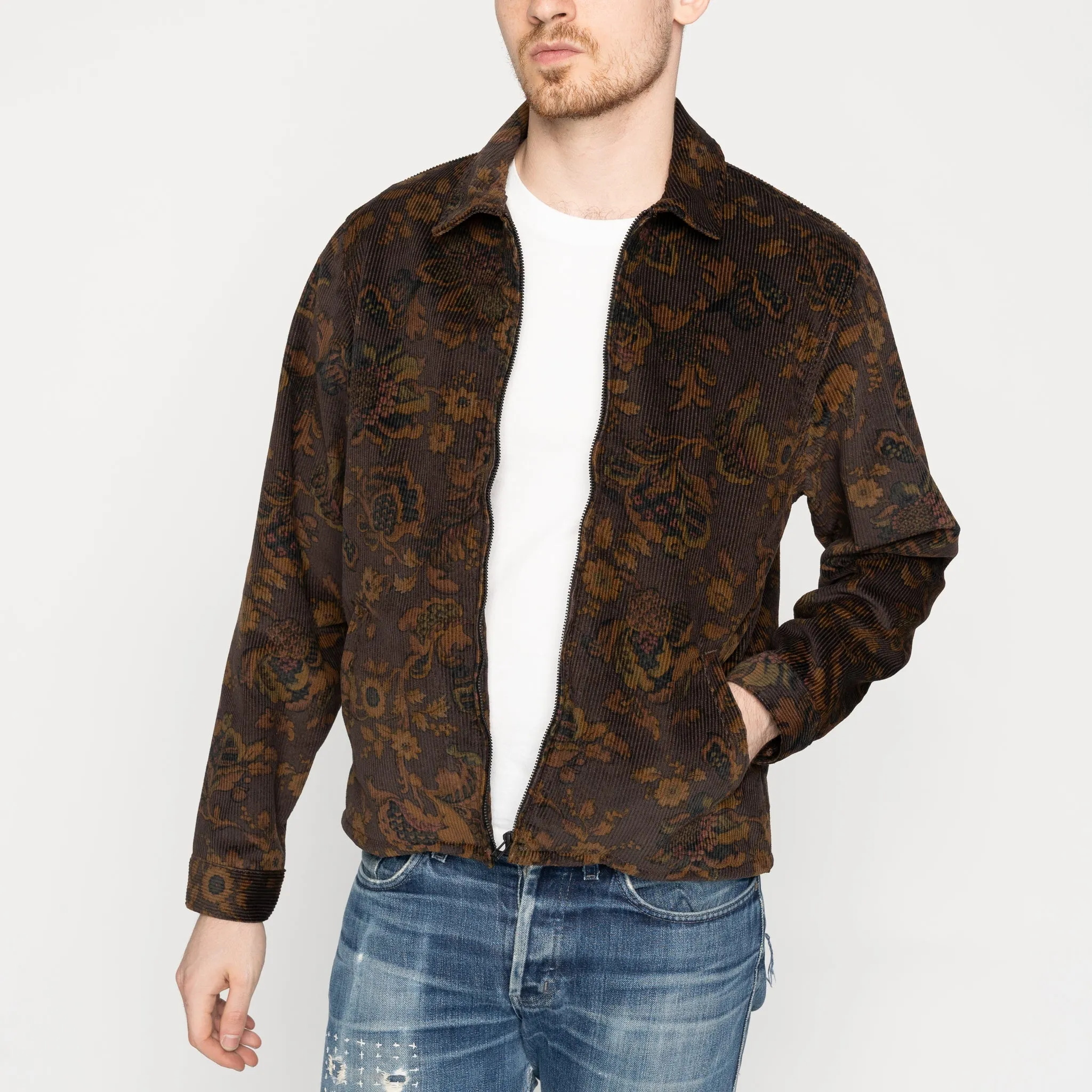 Veste à zip - Paisley en velours côtelé - Marron