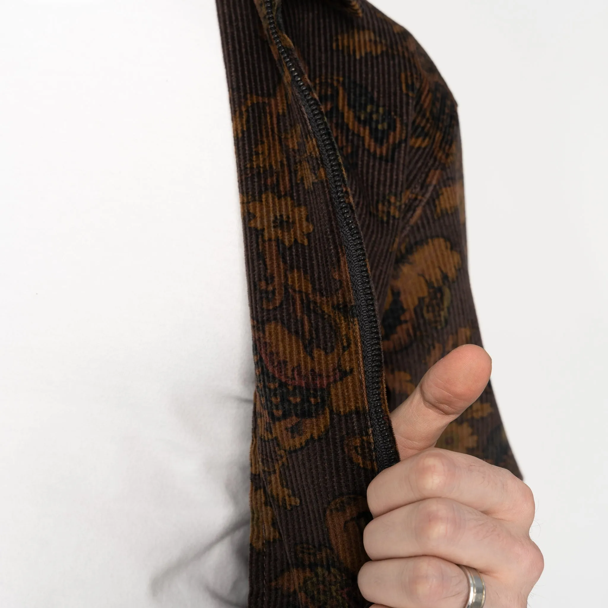 Veste à zip - Paisley en velours côtelé - Marron
