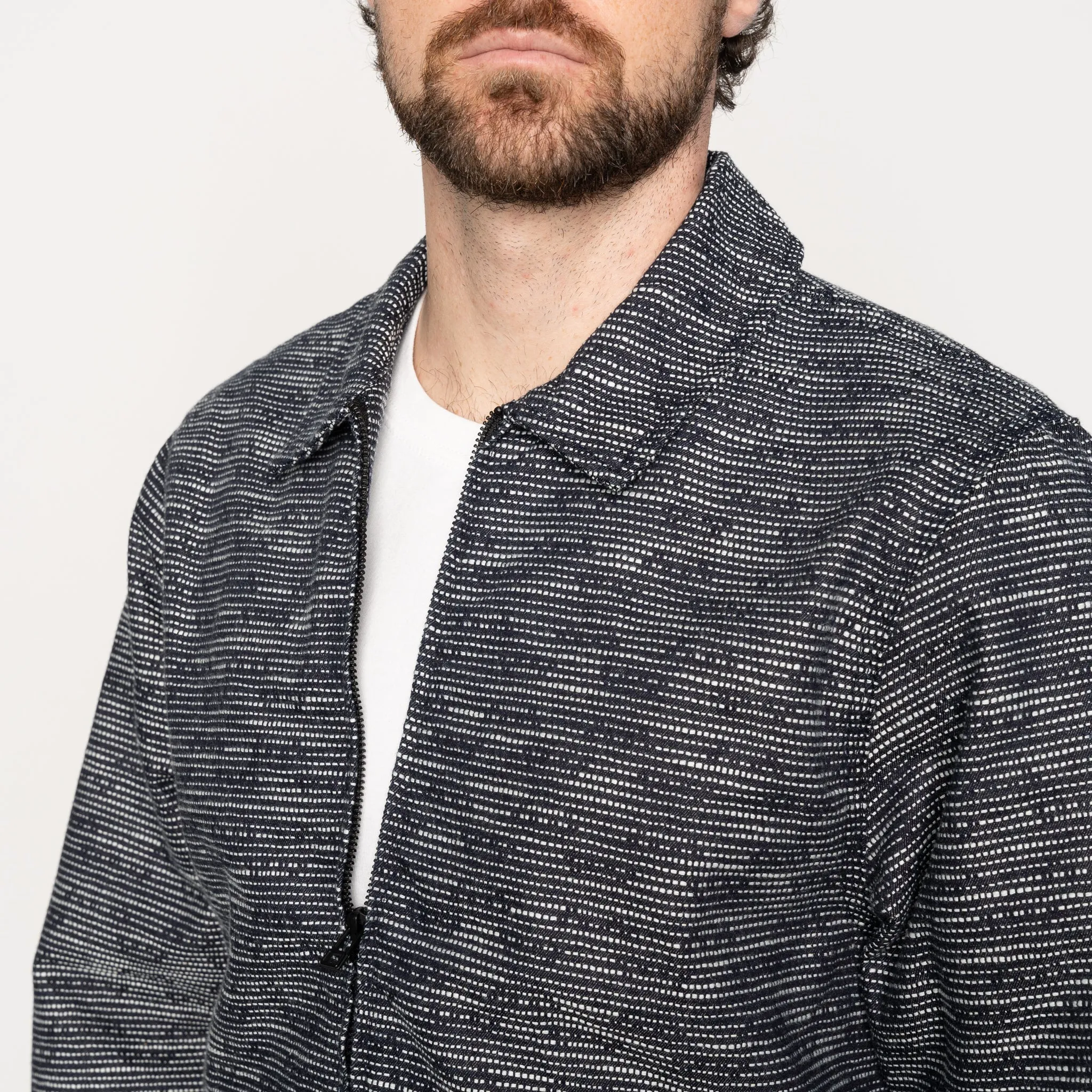 Veste à zip - Denim Sashiko à effet slub