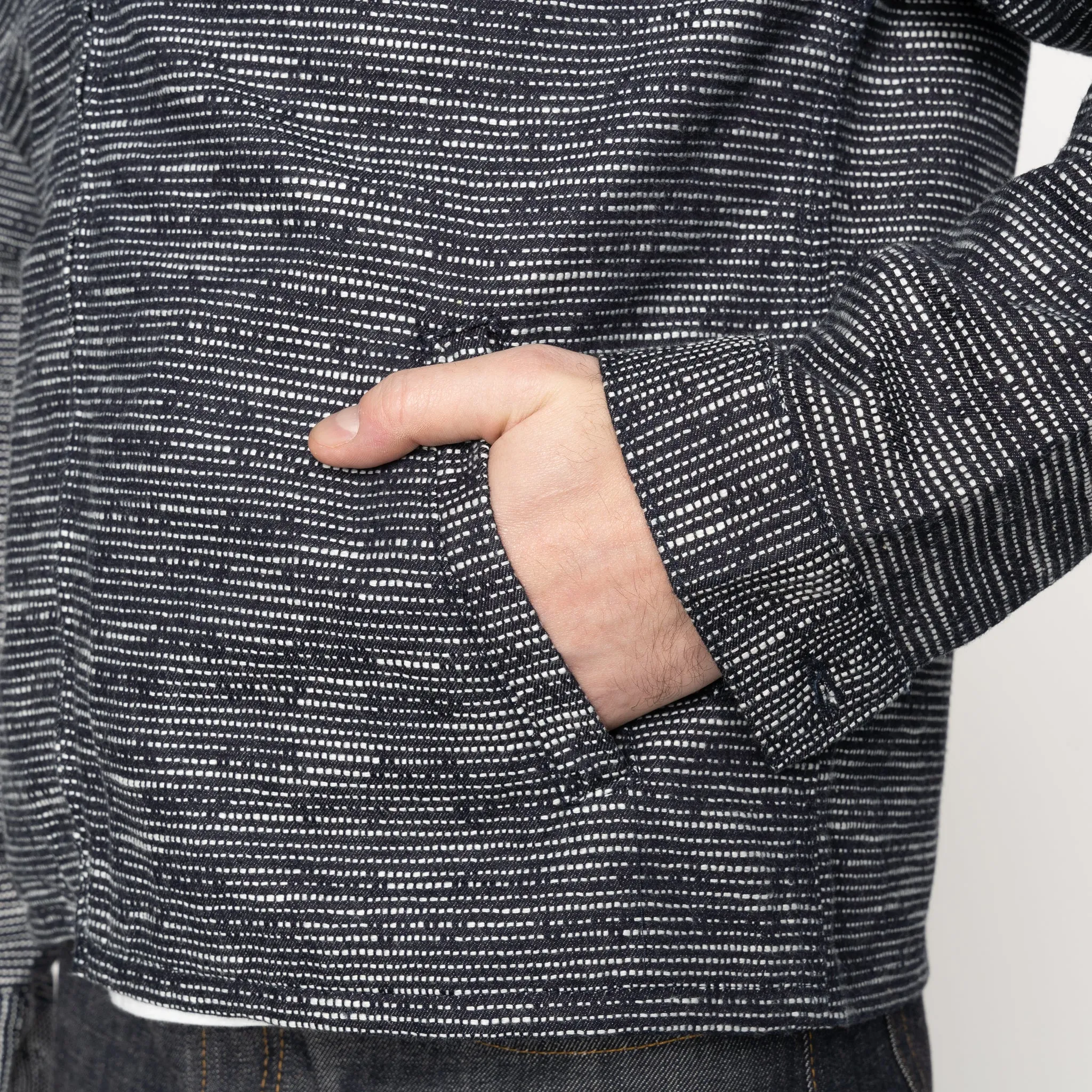 Veste à zip - Denim Sashiko à effet slub