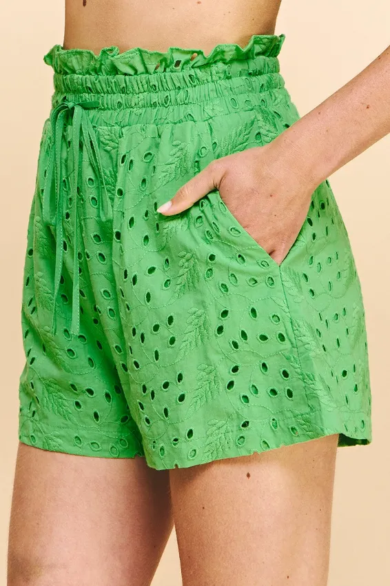 Zoey Eyelet Shorts Brodés - Soldes Finales 40% de réduction dans le panier